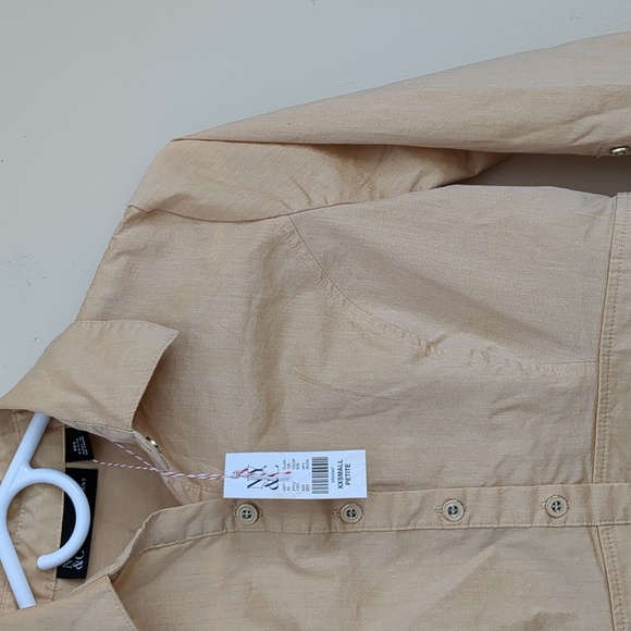 NWT New York and Company XXS Petite Button Up Orange Shirt Roll Tab Sleeves - Picture 4 of 16